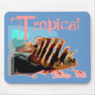 Tropischer Fisch Rosa Blau Mousepad