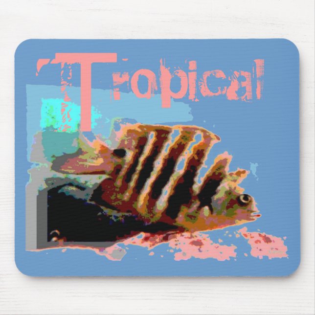 Tropischer Fisch Rosa Blau Mousepad (Vorne)