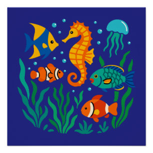 Tropischer Fisch unter Wasser - Leben in der Marin Poster