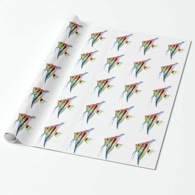 Tropischer Fisch Zeichne glänzendes Wrapping Paper Geschenkpapier (Ungerollt)