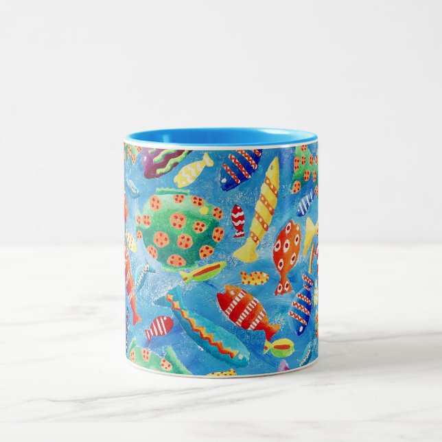 Tropischer Fisch Zweifarbige Tasse (Mittel)