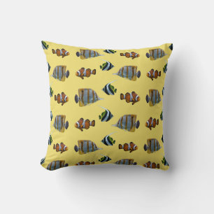 Tropischer Fish Frenzy Pillow (Gelb) Kissen