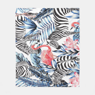 Tropischer Flair: Flamingo Zebra Paradise Fleecedecke