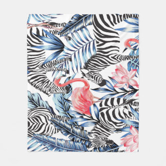 Tropischer Flair: Flamingo Zebra Paradise Fleecedecke
