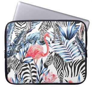 Tropischer Flair: Flamingo Zebra Paradise Laptopschutzhülle