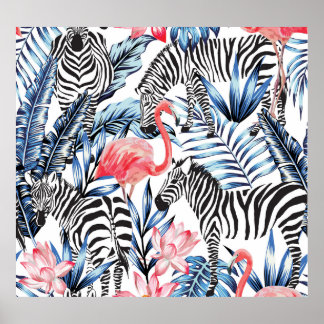 Tropischer Flair: Flamingo Zebra Paradise Poster