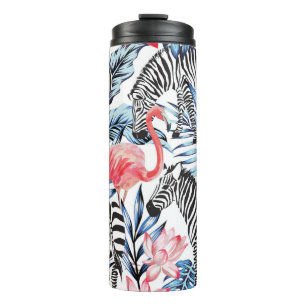 Tropischer Flair: Flamingo Zebra Paradise Thermosbecher