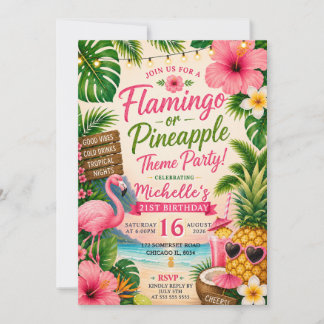 Tropischer Flamingo-Ananas 21. Geburtstag Einladung
