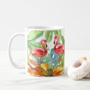 Tropischer Flamingo-Bird Wasserfarbe Kaffeetasse