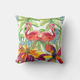 Tropischer Flamingo-Bird Wasserfarbe Kissen