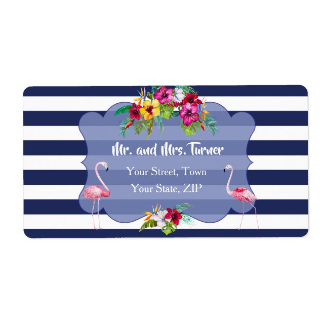 Tropischer Flamingo Floral Luau Marinestreifen Hoc (Vorne)