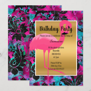 TROPISCHER FLAMINGO-FLORISCH EINLADUNG