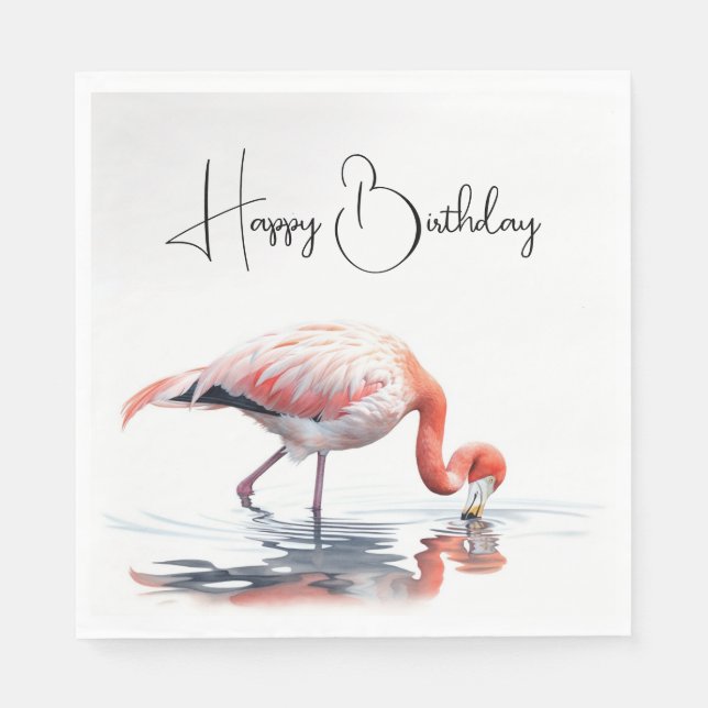 Tropischer Flamingo für die Geburtstagsparty Serviette (Vorderseite)