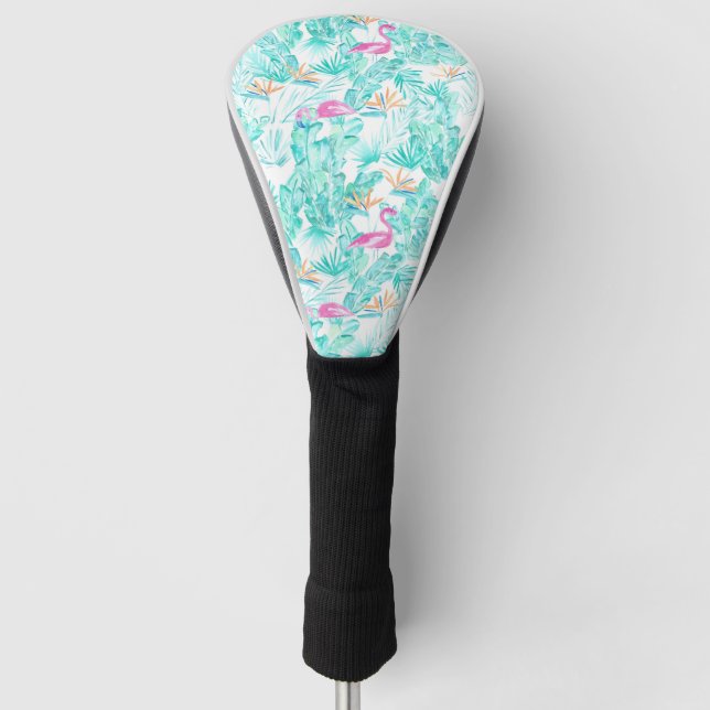 Tropischer Flamingo Golf Head Cover Headcover (Vorderseite)
