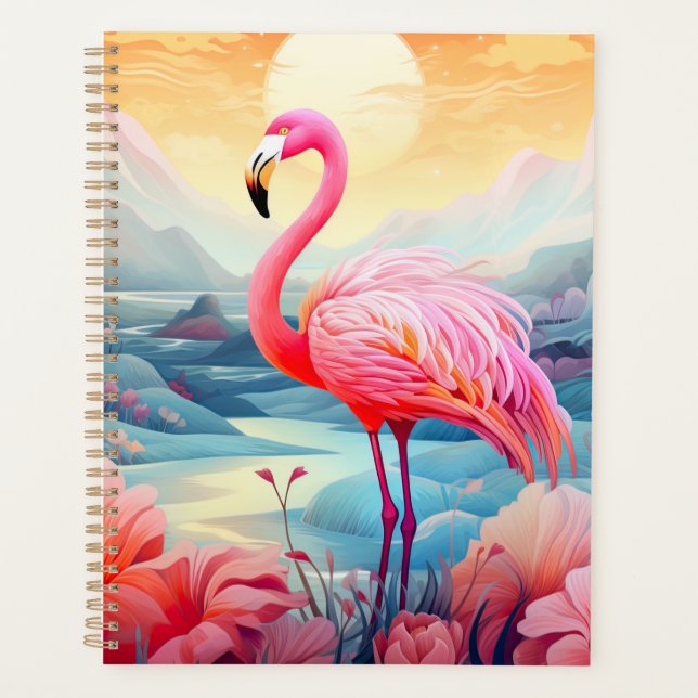 Tropischer Flamingo mit Blume-76280 Planer (Vorderseite)