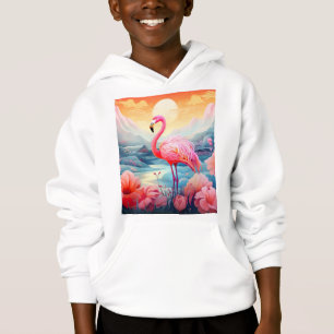 Tropischer Flamingo mit Blumen Hoodie