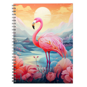 Tropischer Flamingo mit Blumen Notizblock