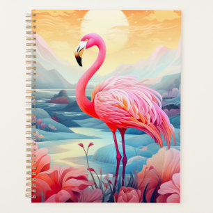 Tropischer Flamingo mit Blumen Planer