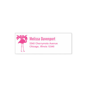 Tropischer Flamingo mit Palmen Permastempel