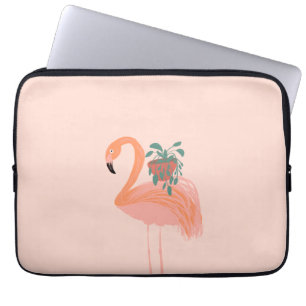 Tropischer Flamingo mit Topfpflanze Handgezeichnet Laptopschutzhülle