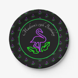 Tropischer Flamingo Neon Party Glow Party Rosa Pappteller