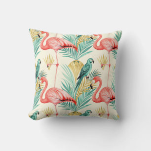 Tropischer Flamingo-Papageien-Dschungel Kissen