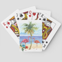 Tropischer Flamingo-Spielkarten