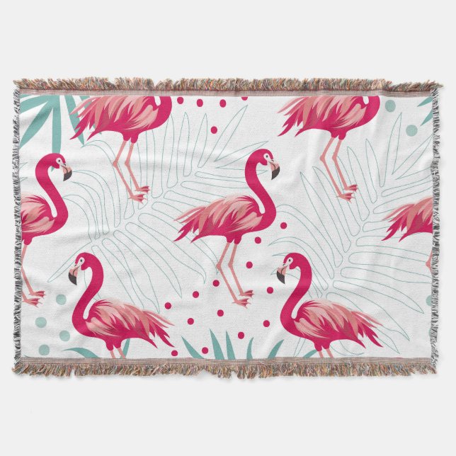 Tropischer Flamingo und Blätter, Sommermuster. Decke (Vorderseite)