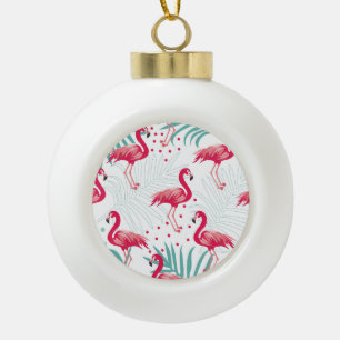 Tropischer Flamingo und Blätter, Sommermuster. Keramik Kugel-Ornament