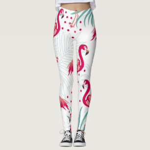 Tropischer Flamingo und Blätter, Sommermuster. Leggings