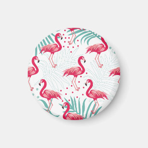 Tropischer Flamingo und Blätter, Sommermuster. Magnet