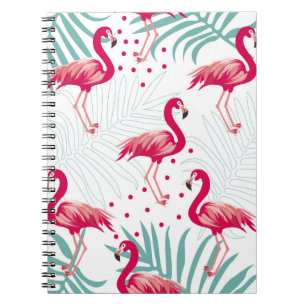 Tropischer Flamingo und Blätter, Sommermuster. Notizblock