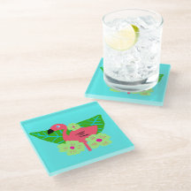 Tropischer Flamingo und Blume