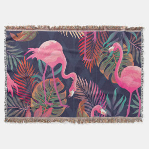 Tropischer Flamingo: Vintages Palmmuster. Decke