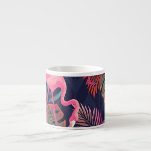 Tropischer Flamingo: Vintages Palmmuster. Espressotasse