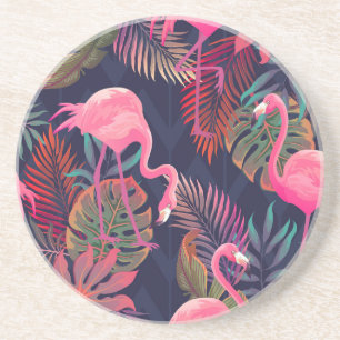 Tropischer Flamingo: Vintages Palmmuster. Getränkeuntersetzer