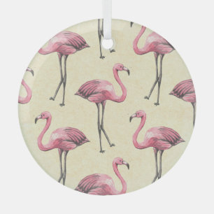 Tropischer Flamingo: Watercolor Tapete Delight. Ornament Aus Glas