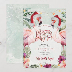 Tropischer Flamingo Weihnachtsfest Party Einladung