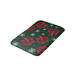 Tropischer floraler Hibiskus Snowflakes Weihnachte Badematte