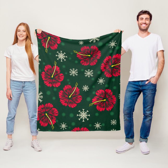 Tropischer floraler Hibiskus Snowflakes Weihnachte Fleecedecke (Beispiel)