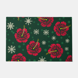 Tropischer floraler Hibiskus Snowflakes Weihnachte Fußmatte