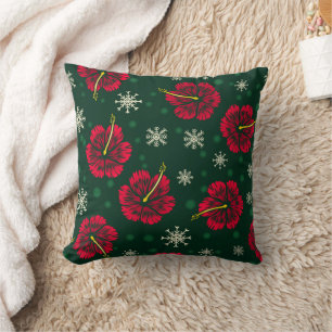 Tropischer floraler Hibiskus Snowflakes Weihnachte Kissen