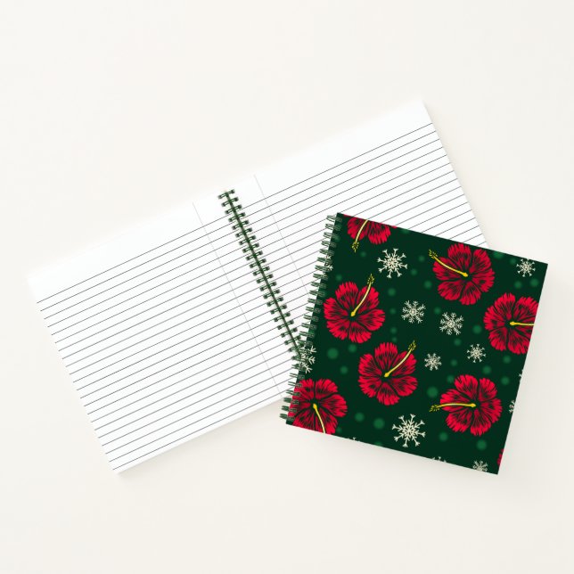 Tropischer floraler Hibiskus Snowflakes Weihnachte Notizbuch (Innenseite)