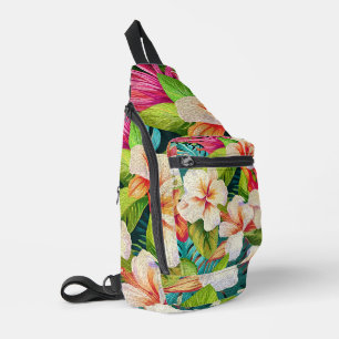 Tropischer floraler Ölmalstil Crossbody Bag