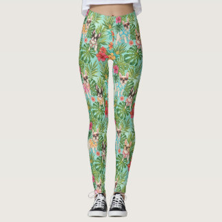 Tropischer Französischer Bulldogge Strand-Vibes Leggings