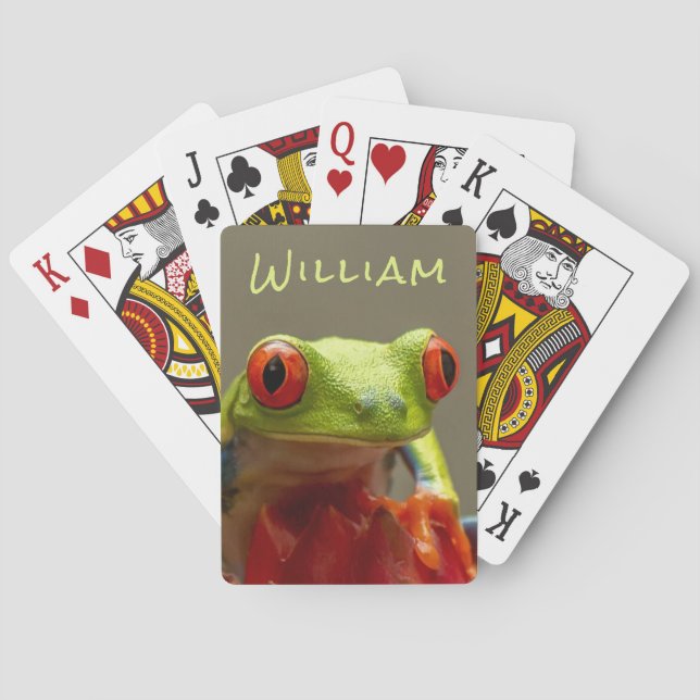 Tropischer Frosch Personalisierter Kurzer Name Spielkarten (Rückseite)