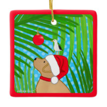 Tropischer Gelbe Labrador Weihnachtsschmuck