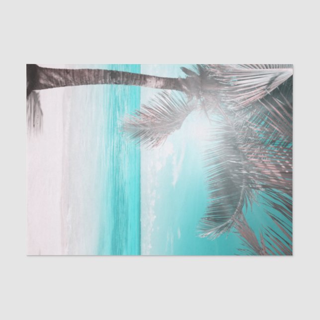 Tropischer Glam Pink Aqua Blue Beach Palm Sweet 16 Seidenpapier (Vorderseite)