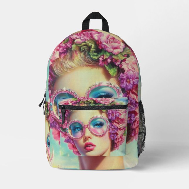 Tropischer Glamour Queen Bedruckter Rucksack (Vorderseite)