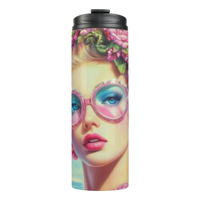 Tropischer Glamour Queen Thermosbecher (Vorderseite)